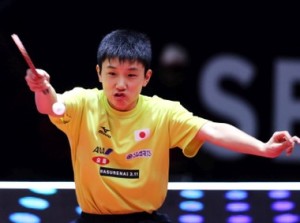 14 year old Japanese prodigy Tomokazu Harimoto of Japan in action before the ITTF WORLD TOUR India in New Delhi  today. 