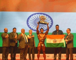 From (L-R) Premchand Degra, president IBBF, Chetan Pathare General Secretary  IBBF & Assistant Secretary ABBF, Datuk Paul Chua, President ABBF, Madhukar Talwalkar, executive Vice president IBBF Sunil Jadhav the Asian Champion and Namdev Shirgaonkar Joint Secretary of Indian Olympic Association.