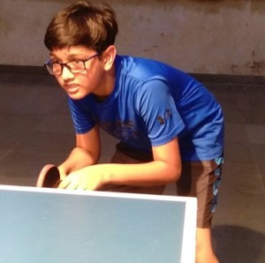 Dev Jhaveri in action during the Poinsur Gymkhana’s MSDTTA- Pro table tennis tournament at kandivali. 