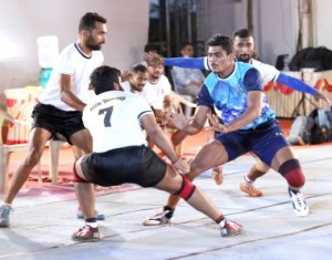 Action during Pro Kho Kho match between RBI and Naval Dockyard  at the Amar Hind Mandal, Dadar. 