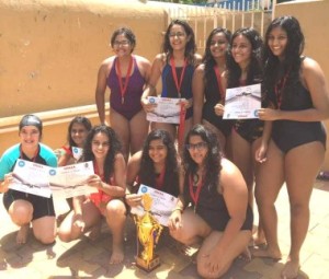 Matunga Gymkhana girls pose after defeating  P.M.Hindu 7-3 in the girls  under-18 final 