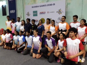 Elite TT Group pose before their team matches at the Mumbai Games 