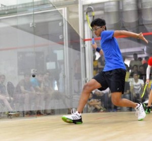 Neil Joshi in action during the 44th Maharashtra State Senior Open Squash Tournament at Bombay Gymkhana. 