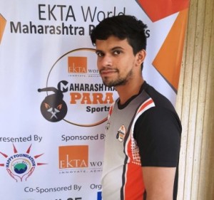 Om Lotlikar of Mumbai, winner of Open (above 18 years) table tennis singles crown in the first Ekta World Maharashtra Para Sports, played at the Khar Gymkhana.