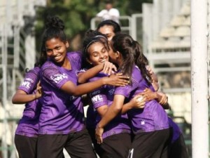 S.P. Football Academy girls get into a hurdle as they celebrate their win against Footie First in the final league match and clinch the runners-up spot in the WIFA Women’s Football League 