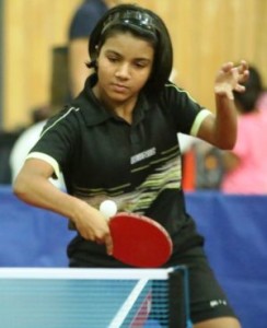 TSTTA's Sana D'Souza in action during her match with Ikshika from Nagpur 