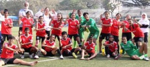 PIFA Sports players, coaches, and support staff are seen in a jubilant mood after defeating Pacangan FC, Satara in the penultimate round match of the WIFA Women’s Football League .