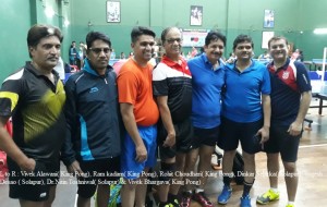 King Pong and Solapur players together pose for a group photo after their finals