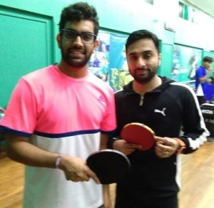 HDFC Life’s star performers –Yash Doshi (left) and Suraj Chandrasekhar pose together after entering finals of the P3 Corporate TT Tourney. 