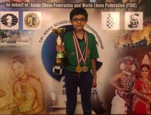 Aryaveer Agarwal picked the bronze medal at the rapid chess event in the boys’ under-8 category of the Western Asian Youth Chess Championships at New Delhi. 