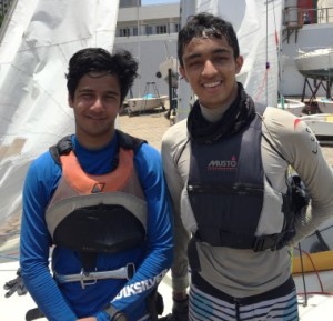 Arosh Chaudhari (left) and Aryaman Dutta make a happy picture after winning the 420 Class National title 